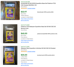 2002 Pokemon Expedition Alakazam Rare 33/165 PSA CGC BGS 8.5 Graded Beckett - Image 3