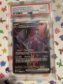 2025 Pokemon TCG Team Rocket’s Mewtwo EX 231/182 SIR Destined Rivals PSA 10 Gem - Image 1