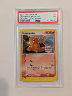 2003 Pokemon EX Charmander-Holo Dragon-City Championship PSA 7 - Image 1