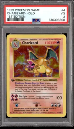 Pokemon Base Set 1st Edition Shadowless Charizard 4/102 PSA 3 - Image 1