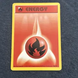 Pokemon TCG WoTC Fire Energy 098/102 Base Set (Shadowless) Vintage LP+ - Image 1