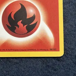 Pokemon TCG WoTC Fire Energy 098/102 Base Set (Shadowless) Vintage LP+ - Image 3