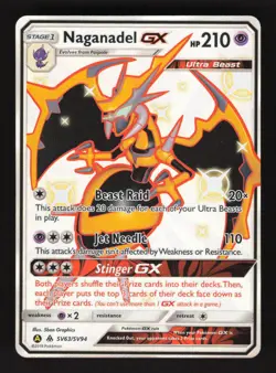 Naganadel GX SV63/SV94 Hidden Fates Holo Full Art Pokemon Card - Image 1