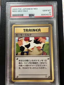 2000 Pokemon Japanese Neo Genesis Moo-Moo Milk Trainer (Banned) PSA 10 - Image 1