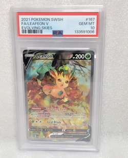 2021 POKEMON SWORD & SHIELD EVOLVING SKIES #167 FULL ART/LEAFEON V PSA 10 - Image 1
