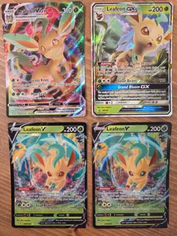 Lot of 4 Pokemon Leafeon Cards - V, VMAX & GX Promo - Image 1
