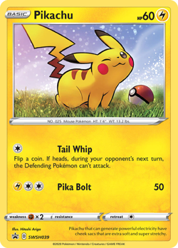 Pikachu SWSH039 Promo Pokemon Card NM Holo - Image 1