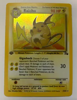 Raichu 14/62 Fossil Pokemon Card Holo Foil Rare LP Pokemon TCG - Image 1