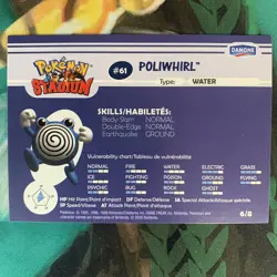 2000 - POLIWHIRL - Pokemon Card Danone Stadium Tip - Shiny Gold Card 6/8 #61 - Image 2