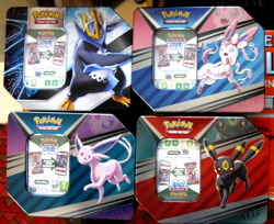 4 Pokemon Trading Card Game Ex Tins Plus 320 Unsorted Cards. - Image 1