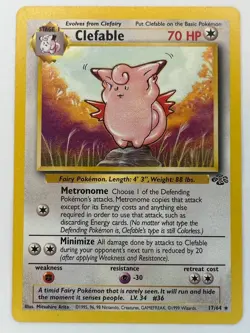 Clefable (17) - Jungle 17/64 Vintage Rare WOTC Pokemon Card LP - Image 1