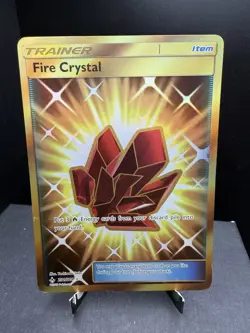 Pokemon TCG SM Unbroken Bonds Fire Crystal 231/214 Gold Secret Rare Full Art LP - Image 1