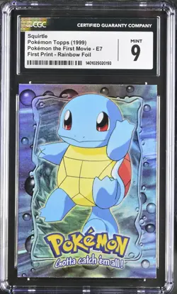 CGC 9 MINT Squirtle E7 of 12 Topps Movie Edition RAINBOW FOIL Blue Label Pokemon - Image 1