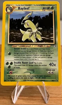 Bayleef #153 Non-Holo Pokemon Card NM 29/111 Uncommon Neo Genesis Set 2000 - Image 3