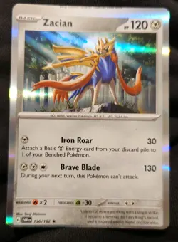 Zacian 136/182 Holo Rare - Paradox Rift - Miscut Error Card Pokemon TCG - Image 1