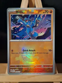 Pokemon Prismatic Evolutions TCG Riolu Pokeball Reverse Holo Card 050/131 - Image 1