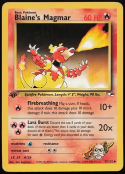 Blaine's Magmar [1st Edition] #37 Gym Heroes Pokemon Card - Image 1