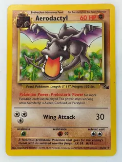 Aerodactyl 16/62 - Fossil Set Pokemon Card 1999 Vintage WOTC Non-Holo LP - Image 1