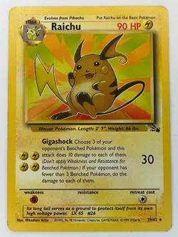 Raichu 29/62 - Fossil - Non Holo Rare-Pokemon Trading Card Game LP - Image 1