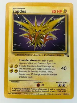 Zapdos - 30/62 - Pokemon Fossil Unlimited Rare Card WOTC LP - Image 1