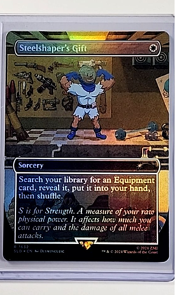 MTG Magic The Gathering SLD Secret Lair Borderless Foil #1632 Steelshaper's Gift - Image 1