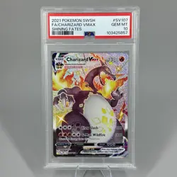 Pokemon 2021 Sword & Shield Shining Fates SV107 Charizard VMAX Full Art PSA 10 - Image 1