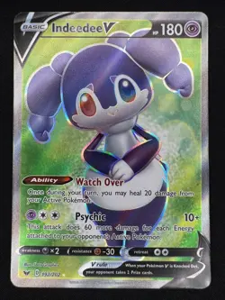 Pokemon TCG Sword & Shield Base Set Indeedee V Full Art Rare 192/202 NM/M - Image 1