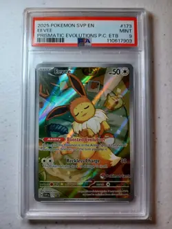 PSA 9 Mint Pokemon Eevee Prismatic ETB Center Promo #173 Scarlet Violet - Image 1