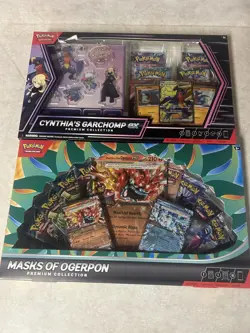 Pokemon TCG Cynthia's Garchomp ex Premium Collection Box and Masks of Ogrepon - Image 1