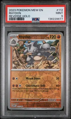 RHYDON #112/165 - PSA 9 - MEW EN Reverse Holo 2023 Pokemon TCG - Image 2