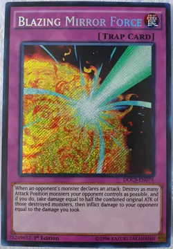 Yugioh 1x Blazing Mirror Force DOCS-EN076 Secret Rare 1st Edition Near Mint - Image 1