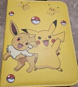 Pikachu And Eevee Binder For Card Collecting With Sleeves New - Image 1