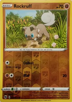 029/073 ROCKRUFF REVERSE HOLO CHAMPIONS PATH POKEMON CARD - Image 1