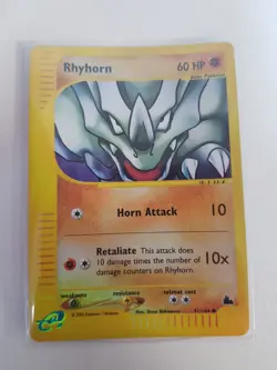Pokemon TCG Card Rhyhorn 91/144 Reverse Holo Skyridge WOTC LP UK - Image 3