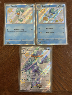 Quaxly 082 Quaxwell 083 Quaquaval ex 084 Paldean Fates Shiny NM Pokemon TCG Set - Image 1