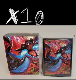 Pokemon Phantasmal Flames Mega Charizard X UPC Sleeves & Deck Box LOT OF 10 - Image 1