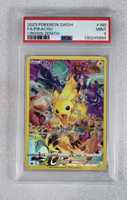 Pikachu 160/159 PSA 9 MINT Full Art Secret Rare Crown Zenith Pokemon TCG - Image 1