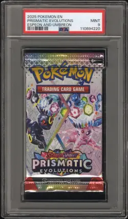 Pokemon S&V Prismatic Evolutions Espeon & Umbreon Booster Pack PSA 9 Mint - Image 1