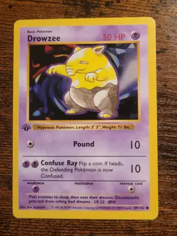 Pokemon Drowzee Common 1st Edition Base Set Shadowless 49/102 NM - Image 1