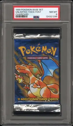 1999 Pokemon Base Set Booster Pack PSA 8 Charizard Art - Image 1