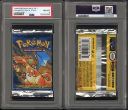 1999 Pokemon Base Set Booster Pack PSA 8 Charizard Art - Image 3