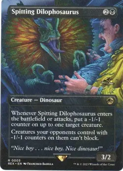 MTG: Jurassic World Collection: Borderless Spitting Dilophosaurus: LP Condition - Image 1