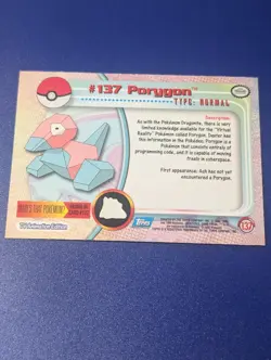 Pokemon 2000 Topps Pokemon TV Animation Edition Series 3 #137 Porygon Card TCCCX - Image 3