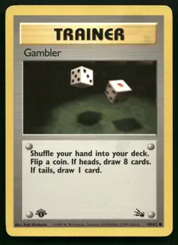 Pokemon Vintage 1st Edition Gambler 60/62 Fossil - HP / DMG - Image 1