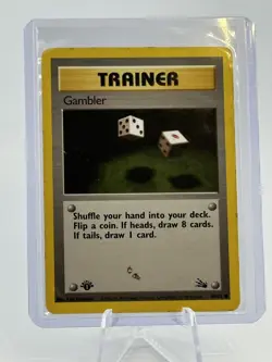 Pokemon Fossil Gambler 60/62 - 1st Edition Trainer Non-Holo - NEVER PLAYED - Image 1
