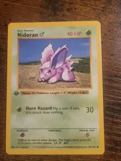 Pokemon Nidoran Base Set 55/102 1st Edition Shadowless NM - Image 1