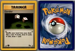 1999 Pokemon, Fossil, #60/62 Gambler, 1st Edition, Common - Image 1
