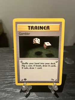 Gambler 60/62 Fossil 1st Edition WOTC Pokemon LP - Image 1