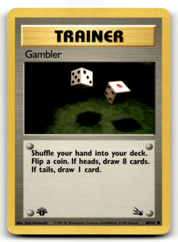 Pokemon TCG - Gambler 60/62 - 1st Edition - Fossil Set Wizards - Image 1