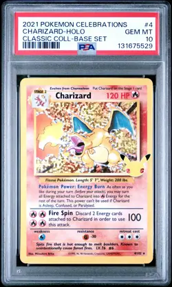 2021 POKEMON CELEBRATIONS CLASSIC COLL #4 CHARIZARD-HOLO PSA 10 - Image 1